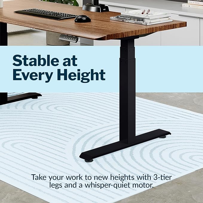 Vari ComfortEdge 72x30 Inch Adjustable Electric Standing Desk – Sit Stand VariDesk with Memory Presets, Sloped Edge, 180 LB Capacity + Tool-Free Assembly (Walnut/Black)