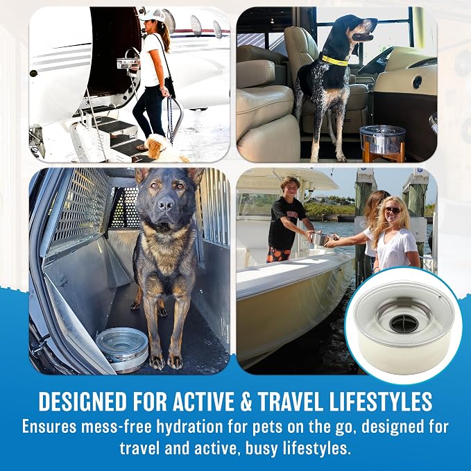 Tritan Plastic Dripless Water Bowl with Lid – Holds 1 Gal, Reduces Spills & Trails Up to 85%+, Water Bowl for Large Breed Dogs (51-85 lbs), The Original Slobber Stopper