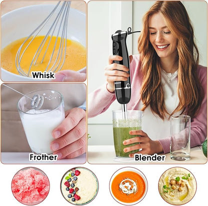 Immersion Blender Set for Kitchen, 500W Extra Quiet Emulsion Blender Handheld