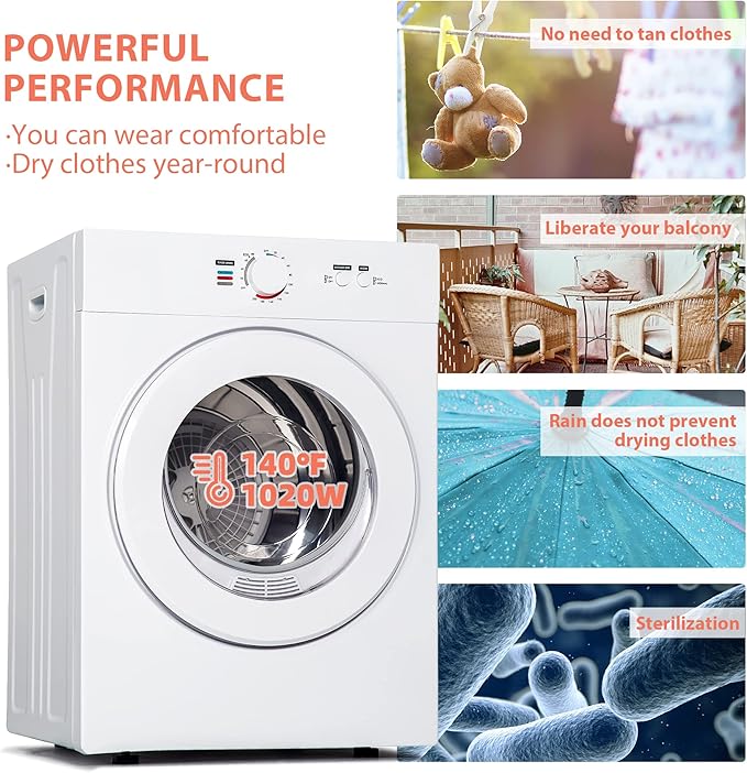 Euhomy Compact Dryer 1.8 cu. ft. Portable Clothes Dryers