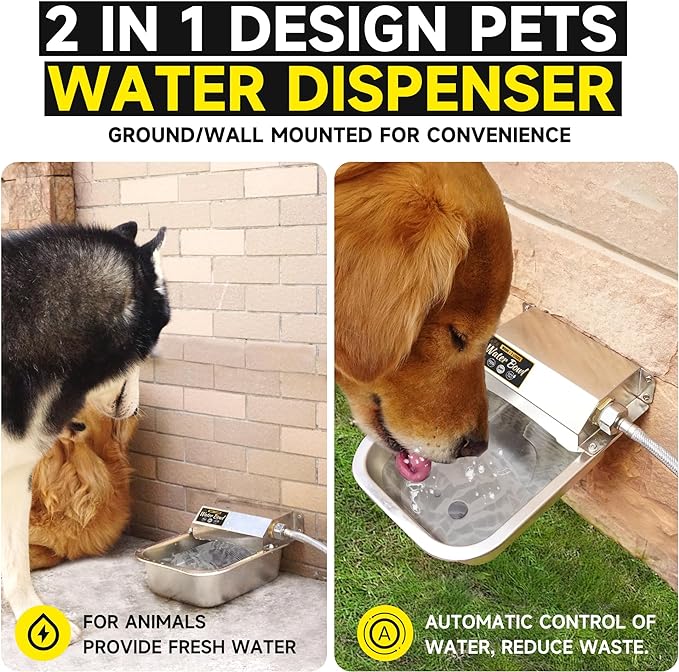 Automatic Water Dispenser for Dogs, 3L /101 oz 304 Stainless Steel Dog Water