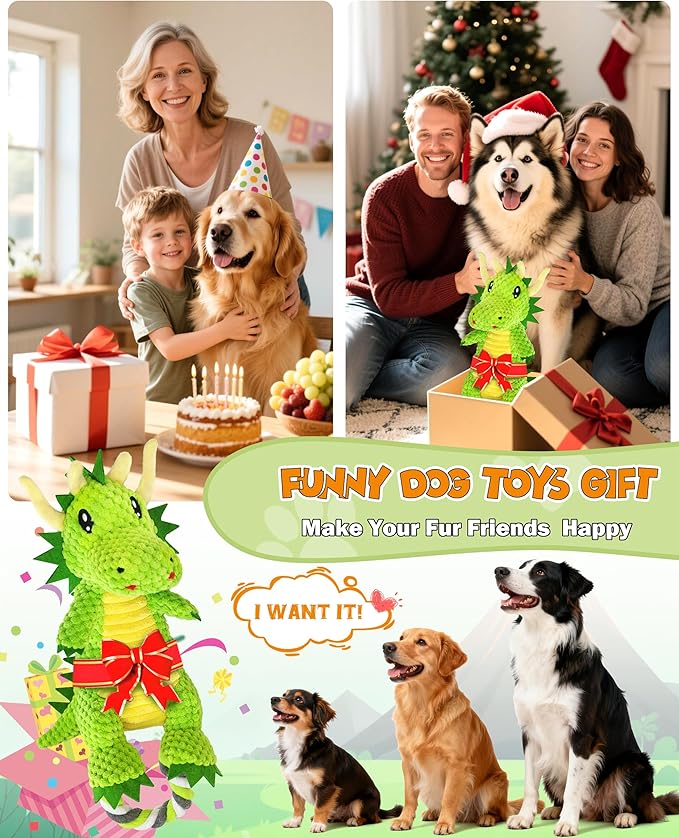 Interactive Squeaky Dog Chew Toy,Plush Dog Rope Toys for Small Medium and Large Dogs,Tug of War Dog Toys to Keep Them Busy,Training Reward Gift,Teeth Cleaning