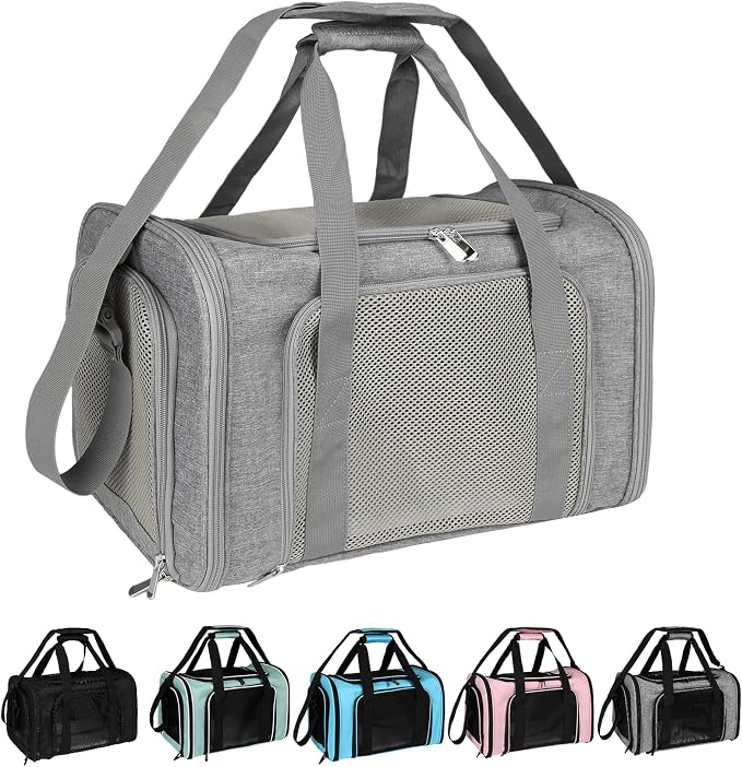 Top tasta Dog Cat Carrier Pet Carriers for Small Medium Large Cats Dogs Carrier Soft Sided Small Puppy Dog Carrier Portable Foldable Airline Approved Dog Cat Travel Carrier Grey Medium