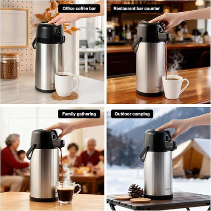 Airpot Coffee Carafe for Keeping Hot, 102oz/3L Coffee Dispenser Thermal