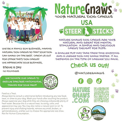 Nature Gnaws USA Steer Sticks for Dogs 5-7" (8oz) - Mixed Thickness - Long Lasting for Aggressive Chewers and Large Dogs - Natural Beef Bully Dog Chew Bones