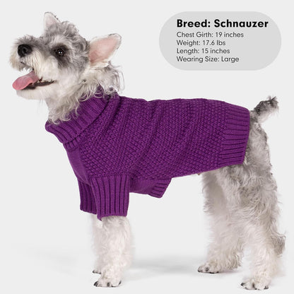 cyeollo Dog Sweater Pullover Turtleneck for Dogs, Classic Knitwear Fall Winter Cold Weather Doggie Clothes Warm Pet Apparel Small Dog Sweaters, Purple M