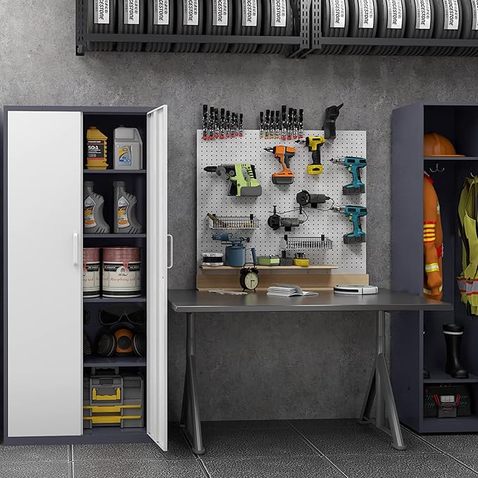 MIIIKO Metal Cabinet with Doors and Shelves, Tall Filing Cabinet