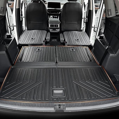 Cargo Mat with Backrest Mats for Volkswagen VW Atlas 6/7 Seats 2018-2025 2026 Car Mat Accessories(Not Fit Cross Sport), All Weather TPE Trunk Cargo Liner(Cargo Mat with Backrest Mats)
