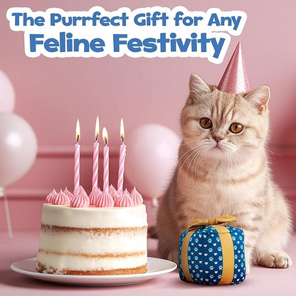 Gift Box Catnip Toy – Christmas & Birthday Cat Toy with Catnip & Crinkle, Cute Plush Present for Indoor Cats, Christmas Cat Gift & Stocking Stuffer