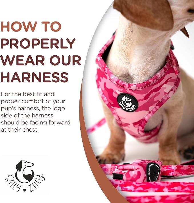 No Pull Harness and Leash Set - 6-in-1 Adjustable Vest Harness and Collars for Medium and Large Dogs. (Military Pink, Large)