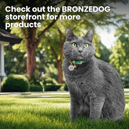 BRONZEDOG Leather Cat Collar with Removable Bells Non Breakaway Kitten QR Tag for Girl Boy (7" - 9" for Cats, Pink & Gold)