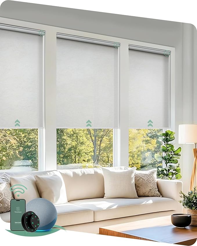 Yoolax Motorized Solar Shades, Flame Resistat Smart Blinds