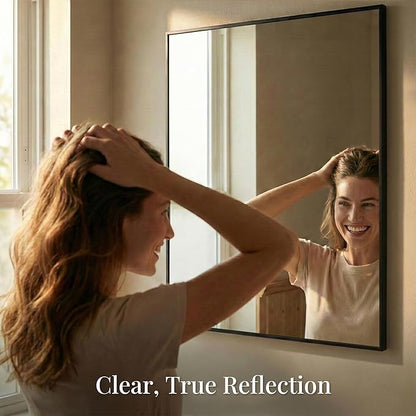 30"x36" Black Bathroom Mirror, Matte Metal Framed Vanity Mirror