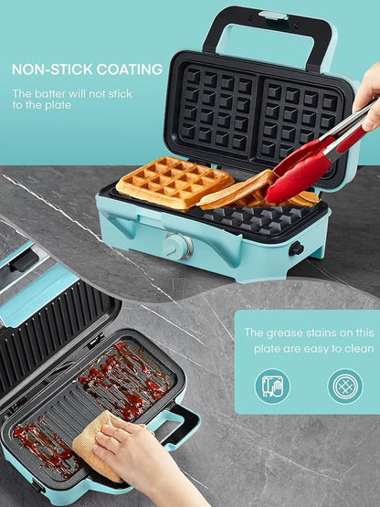 FOHERE Waffle Maker 3 in 1 Sandwich Maker 1200W Panini Press