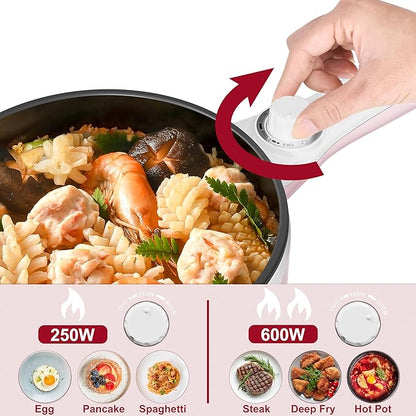 Dezin Hot Pot Electric Upgraded, Non-Stick Sauté Pan, Rapid Noodles Electric Pot