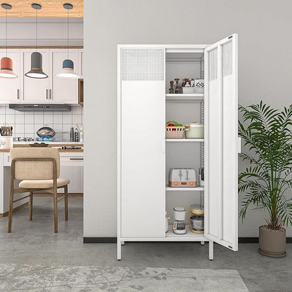 COFaR 4 Tier Black Metal Storage Cabinet, Free Standing