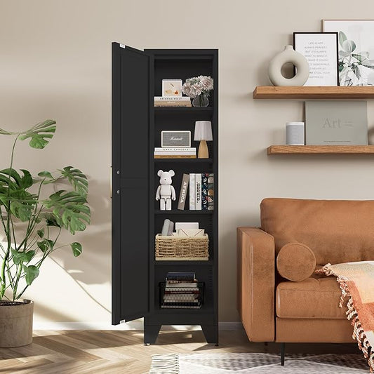 COFaR Tall Bathroom Cabinet, Metal Farmhouse Narrow Slim Storage Cabinet