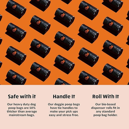 Tuff Pets Heavy Duty Dog Poop Bag With Handles - 16 Rolls of Pet Waste Bags - Fits in any Dogs Poo Bag Dispenser or Holder - Thick Dog Poop Bags