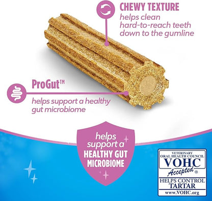 Dentalife Plus Digestive Support Dog Treats for Small and Medium Dogs 20-40 lbs., Cleans Teeth, Freshens Breath, & Supports Healthy Gut, Chicken & Pumpkin Flavor, 6 oz., 8 Chews - 6 oz. Pouch