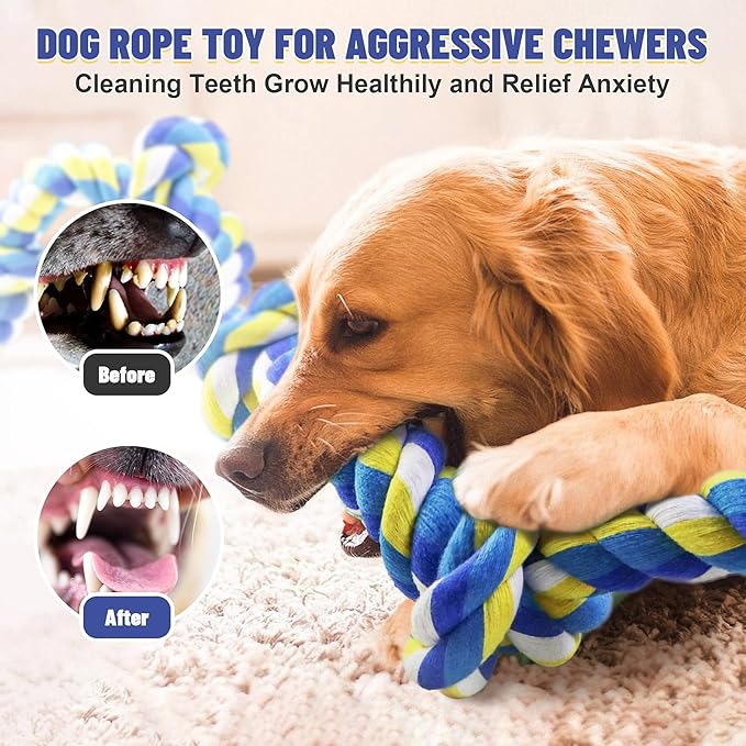 Giant Rope Toys for Large Dogs - 42In 6-Knots Indestructible Toy for Aggressive Chewers, Heavy Duty Chew Toys, Interactive Tug Toy, Durable for Medium Large Breeds