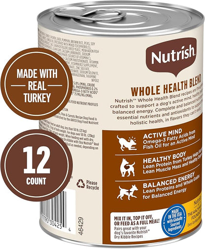 Nutrish Rachael Ray Wet Dog Food Chunks in Gravy Real Turkey, Brown Rice, Peas & Carrots Recipe, 13 oz. Can