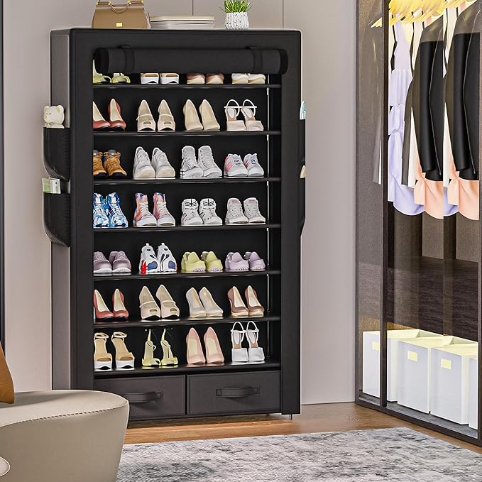 OYREL Tall Shoe Rack Dustproof Cabinet Large Capacity 8 Tier Shoe Organizer