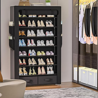 OYREL Tall Shoe Rack Dustproof Cabinet Large Capacity 8 Tier Shoe Organizer