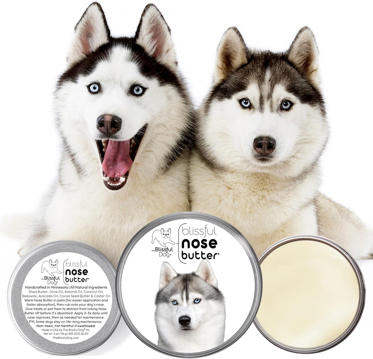 The Blissful Dog Husky Unscented Nose Butter - Dog Nose Butter, 4 Ounce