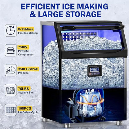 Commercial Ice Maker Machine, 350Lbs/24H