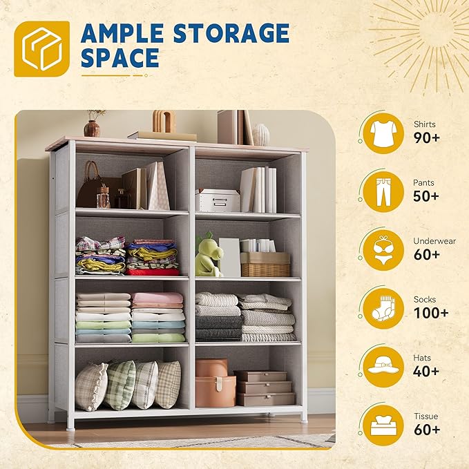 DWVO Fabric Dresser for Bedroom, Tall Dresser