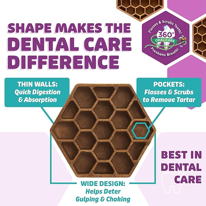 Yummy Combs Dog Dental Treats – Fish & Egg Protein – Vet VOHC Approved, Removes Tartar – A Daily Teeth Cleaning Treat for Large Dogs (15 Count)