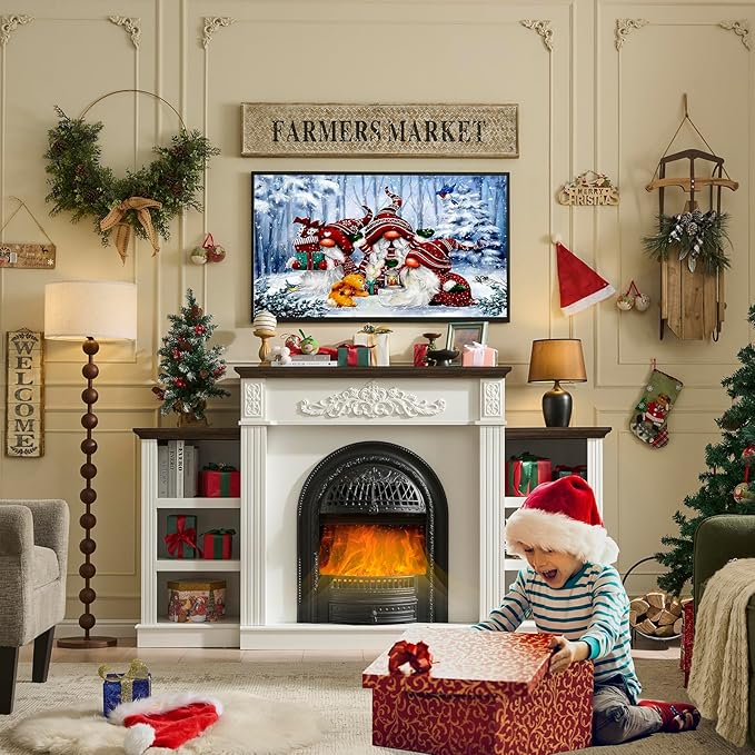 78" Electric Fireplace with Mantel, Birdcage-Style Fireplace Entertainment