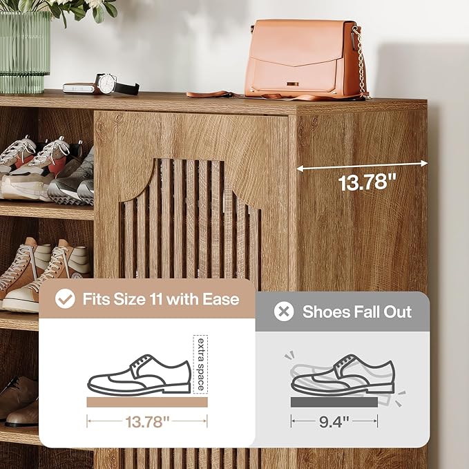 Tribesigns Shoe Cabinet with Doors, 5-Tier Shoe Storage Cabinet with Adjustable