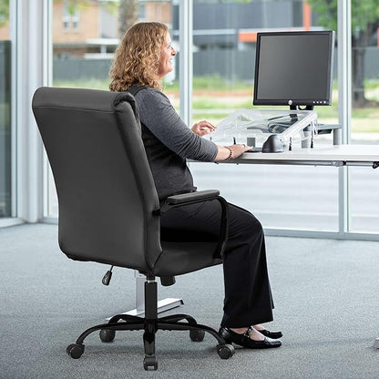 BOWTHY Office Desk Chair,Modern Conference Room Chairs,High Back Ergonomic Home ofiice Chair,Adjustable Height Swivel Executive Computer Chair with Padded Seat and Armrest (Pure Black)