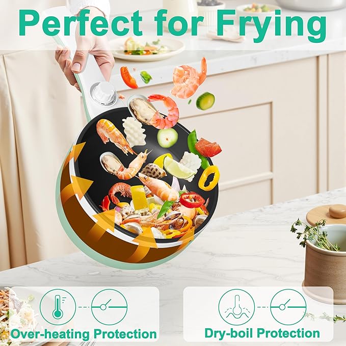 Dezin Hot Pot Electric with Steamer Upgraded, Non-Stick Sauté Pan, Rapid
