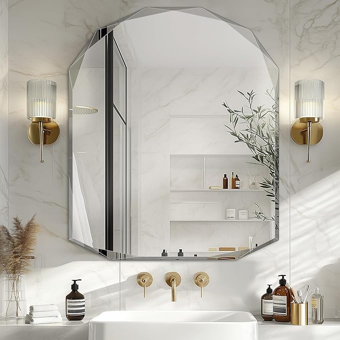Suidia Bathroom Mirror, Frameless Bathroom Mirror
