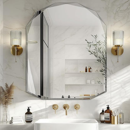Suidia Bathroom Mirror, Frameless Bathroom Mirror