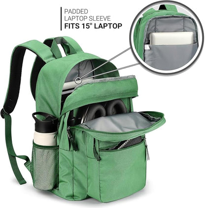 ZORFIN 26L Backpack for College, and Travel: Water Resistant Bookbag - Lemon Green