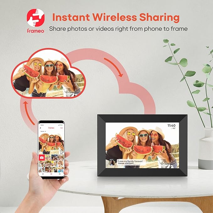 BIGASUO Digital Picture Frame, 10.1" Frameo Digital Frame WiFi