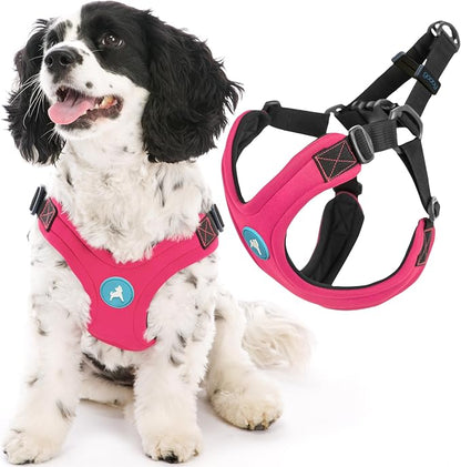 Gooby Escape Free Sport Dog Harness, Choke-Free, Pink, Large | Patented escape-free frame; Reduces choking; 4-point adjustment; Soft neoprene padding; Durable webbed straps