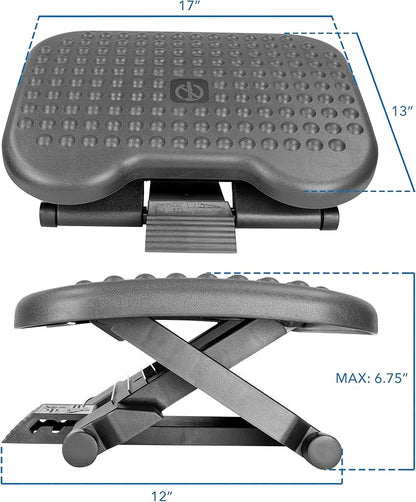 Mount-It! Ergonomic Under Desk Footrest with 3 Height Levels |Height Adjustable Tilting Foot Stool | Home Office Footrest with Massage Surface for Improved Circulation (MI-7801)