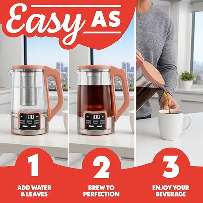 Gourmia Electric Programmable Glass Kettle – 1.7L Temperature Control Tea &