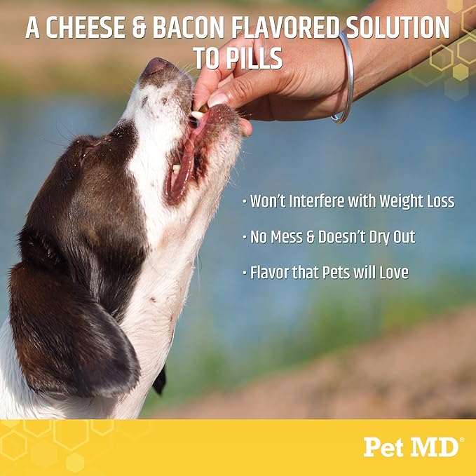 Pet MD Wrap A Pill Cheese & Bacon Flavor Pill Paste for Dogs - Make a Pocket or Pouch to Hide Pills & Medication - 8 oz