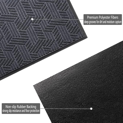 XADP Front Door Mat 29.5"x17" Indoors Outdoors Welcome Mats, Waterproof Non-Slip Rubber Backing Heavy Duty Doormat Outside Entrance, Low Profile Entryway Rugs Floor Mat for Patio, Pattern B Grey