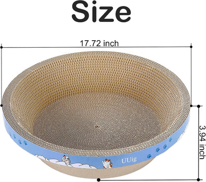 Cat Scratcher, 17.7x17.7 inches Cardboard Cat Scratchers for Indoor Cats, Large Cat Scratching Board, Round Bowl Cat Scratch Pad Bed with Catnip