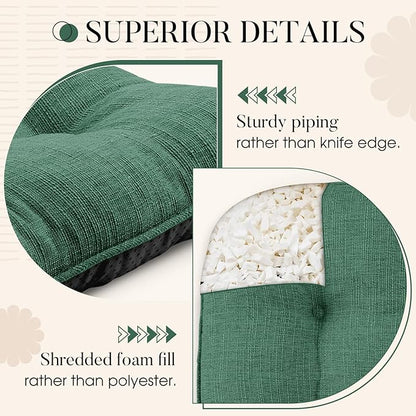 Basic Beyond Chair Cushions for Dining Chairs 6 Pack, Chair Cushion with Ties and Non Slip Backing, 15.5 x 15.5 inches Tufted Chair Pads for Dining Chairs, Forest Green