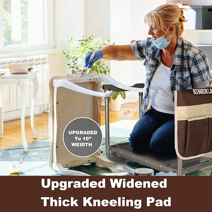 Aimerla Foldable Garden Kneeler Seat Heavy Duty [Upgraded Widened Thick Kneeling Pad] Garden Stool with Large Garden Tool Bags with Pockets - Portable Garden Bench Gardening Gifts for Parents