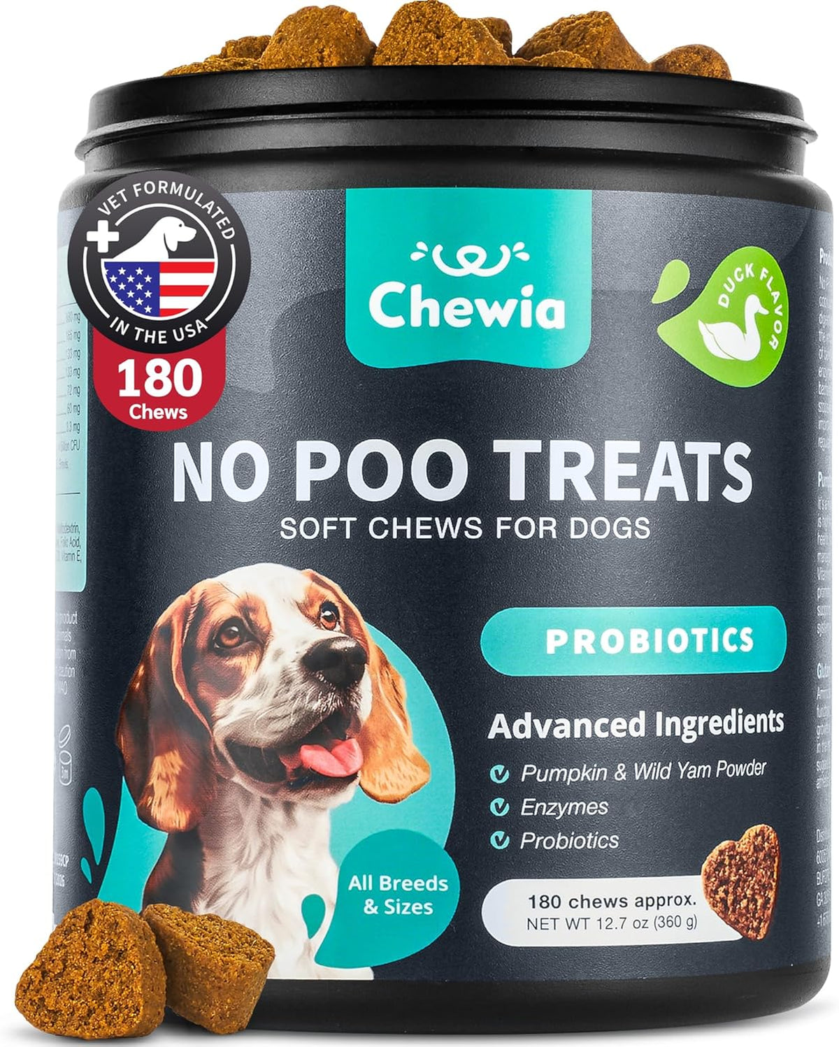 No Poo Chews for Dogs - Coprophagia Deterrent - Dog Probiotics for Digestive Health with Enzymes - Canine Stool Eating Deterrent - Digestive, Dental, Gut & Immune Health Treats - No Poop Eating