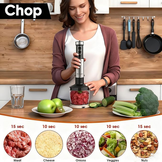 Blackcow Immersion Blender Handheld, 800W Powerful Electric Hand Blender