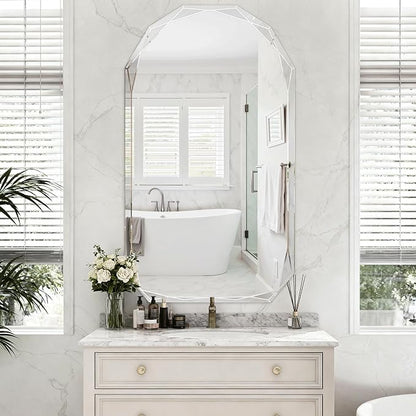 Suidia Bathroom Mirror, Frameless Bathroom Mirror